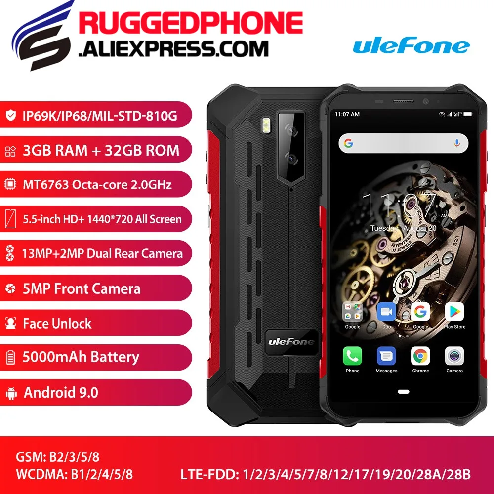Ulefone Armor X5 смартфон MT6763 Восьмиядерный IP68 водонепроницаемый Android 9 разблокировка