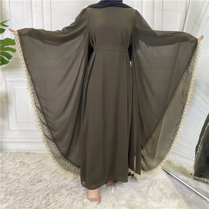 Мусульманская Дубай Abaya женское платье с длинным рукавом Средний Восток Арабский Кафтан Jilbab Burqa кружевная, с летучей мышью свободный кафтан ...