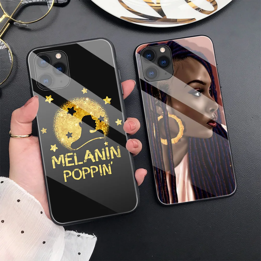 

Cartoon Black Girl Phone Case For iPhone 12 Pro XS Max XR 7 8 6 Plus 6S Soft TPU Back Cover For iPhone 11 SE 2020 Glass Cover