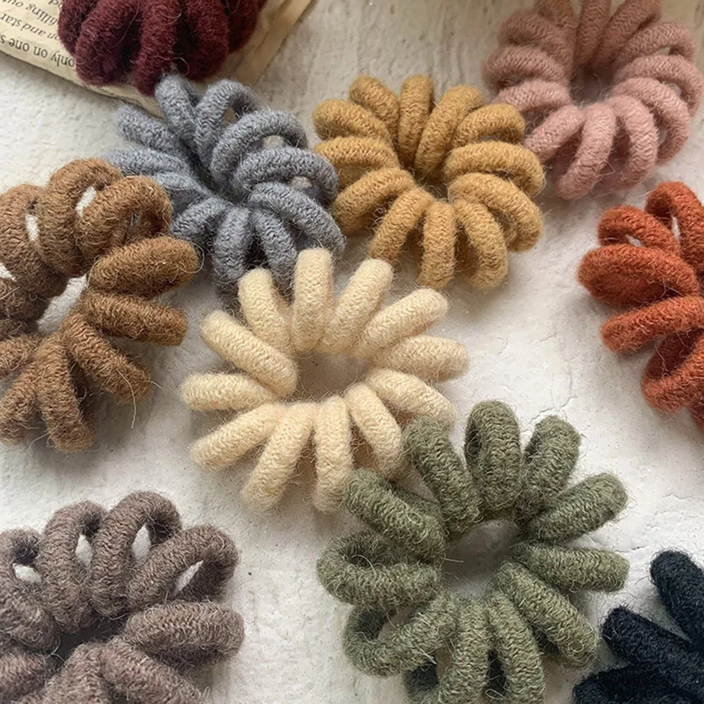 

1PC Elastic Hair Bands Velvet Spiral Shape Ponytail Holders Hair Ties Gum Rubber Band Hair Rope Telephone Wire Hair Accessories