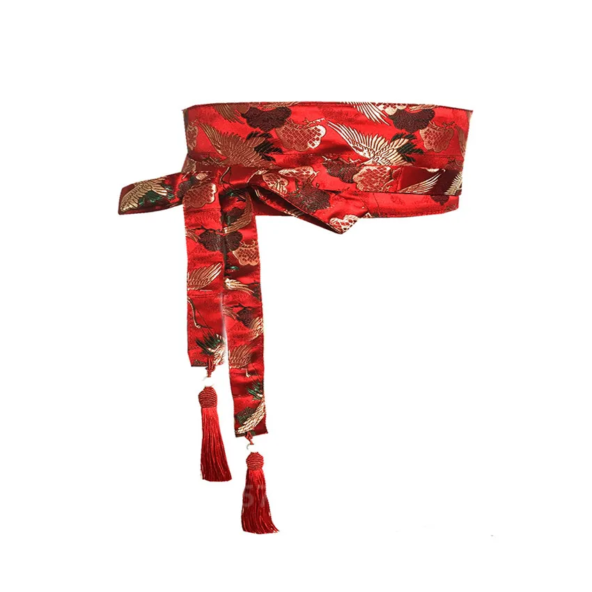 Japanese Embroidery Vintage Style Woman Kimono Belt Elastic Waist Cummerbunds Wide Yukata Dress Crane Floral Haori Men Obi | Тематическая
