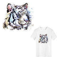 fashion tiger patch iron on transfers for clothing ironing stickers stripes print applications for clothes decoration heat press