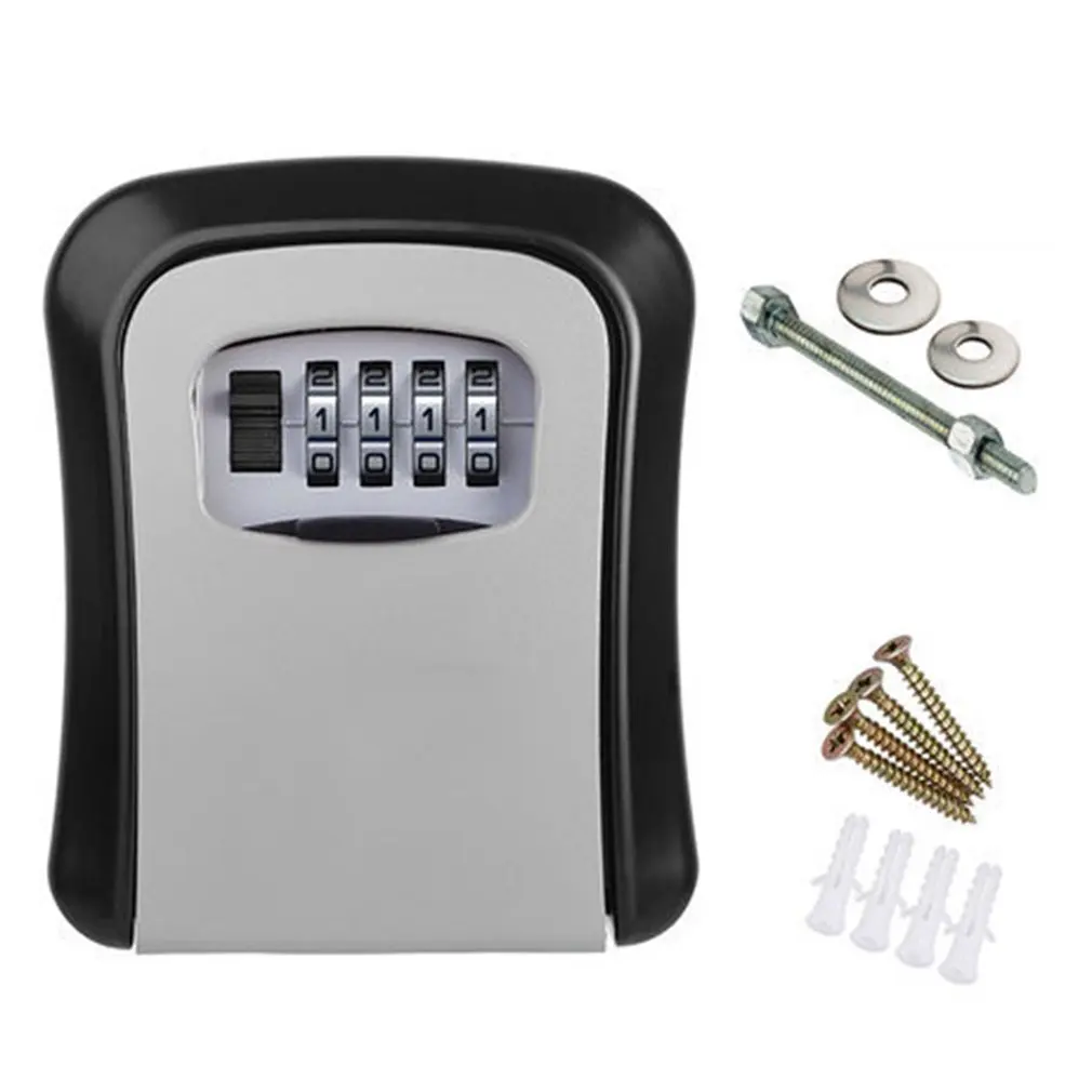 Key Lock Box Wall Mounted Aluminum alloy Key Safe Box Weatherproof 4 Digit Combination Key Storage Lock Box Indoor Outdoor