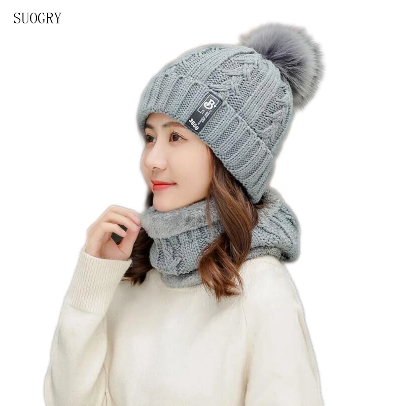 SUOGRY 2019 новые зимние толстые наборы шарф шапка для взрослых вязаный хлопок с милым