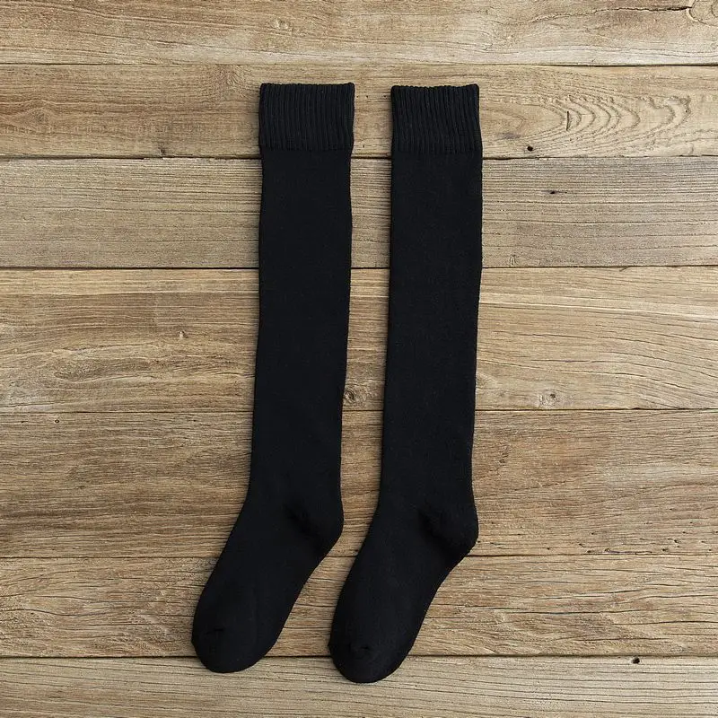 Теплые женские носки теплые шерстяные кашемировые зимние до колена унисекс из