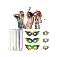 carnival party set sequin mask tricolor bead chain carnival party costume accessories set carnival accessories