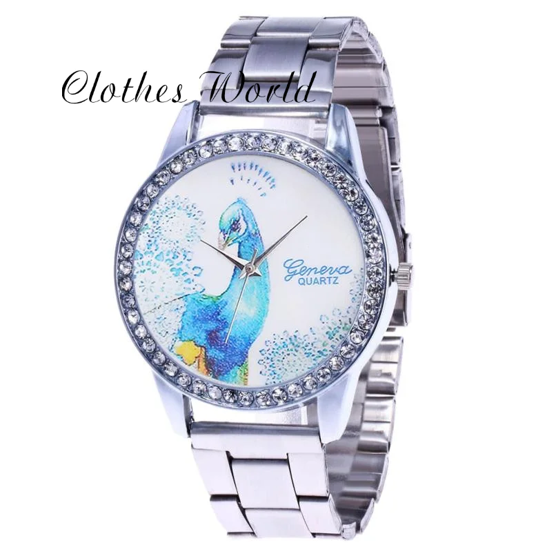 Модные женские часы с ремешком из нержавеющей стали аналоговые кварцевые Стразы