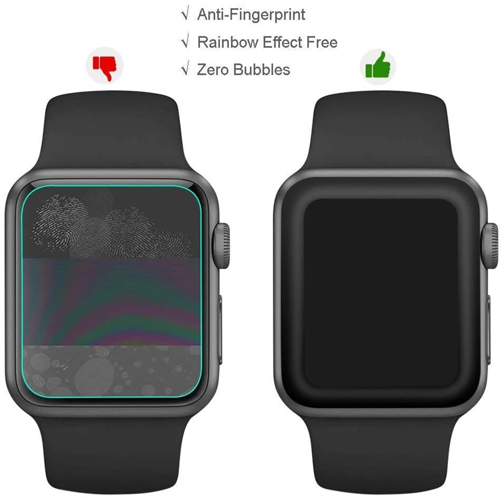 2 шт протектор экрана из закаленного стекла для iwatch Apple Watch серии 5 4 3 1 44 мм 40 42 38