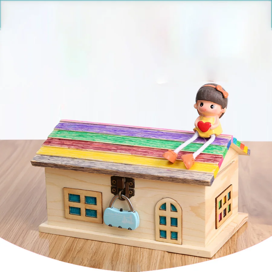 Деревянная копилка коробка для денег сохранения монет домашний депозит цифровая