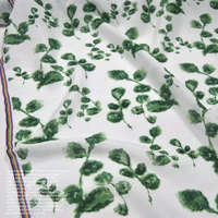 silk cotton fabric dress large wide white background green small floral clothing cloth diy sewing patchwork