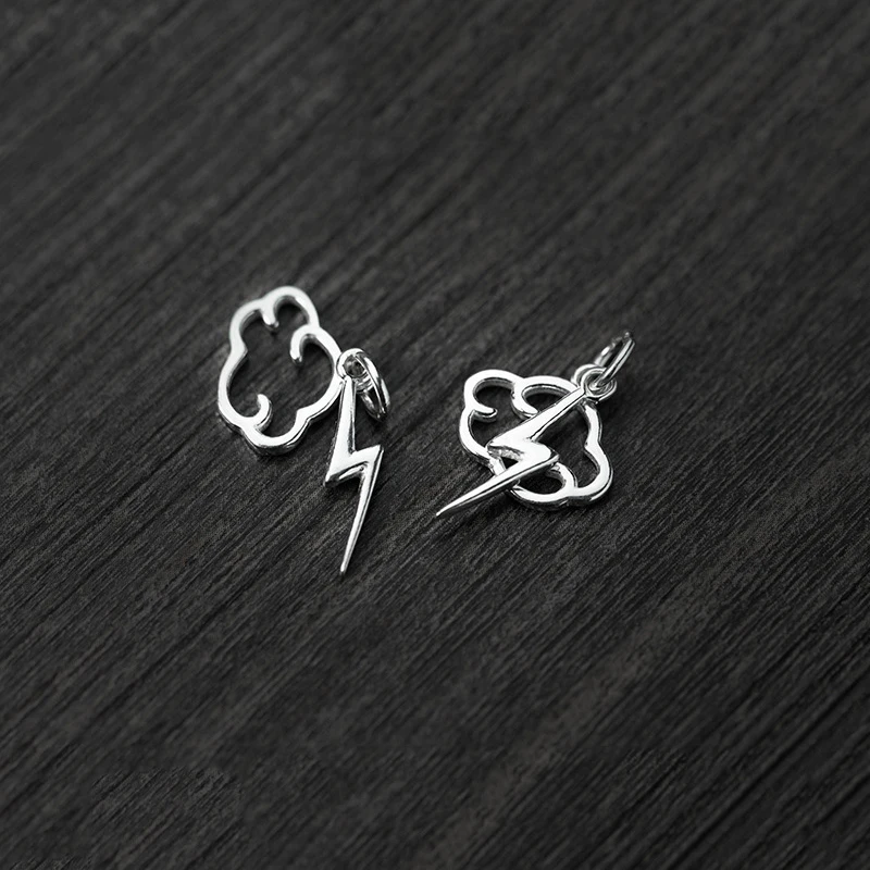 

MEETSOFT 925 Plain Silver Cloud And Lighting Charms For DIY Necklace Decoration Making Finding Handmade Jewelry Accessories