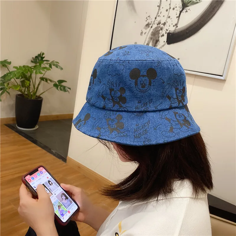

Mickey Print Fisherman Hats All-Match Cotton Sun Hat Cartoon Cute Dome Caps Holiday Cool Hat Seaside Beach Gorros 2021