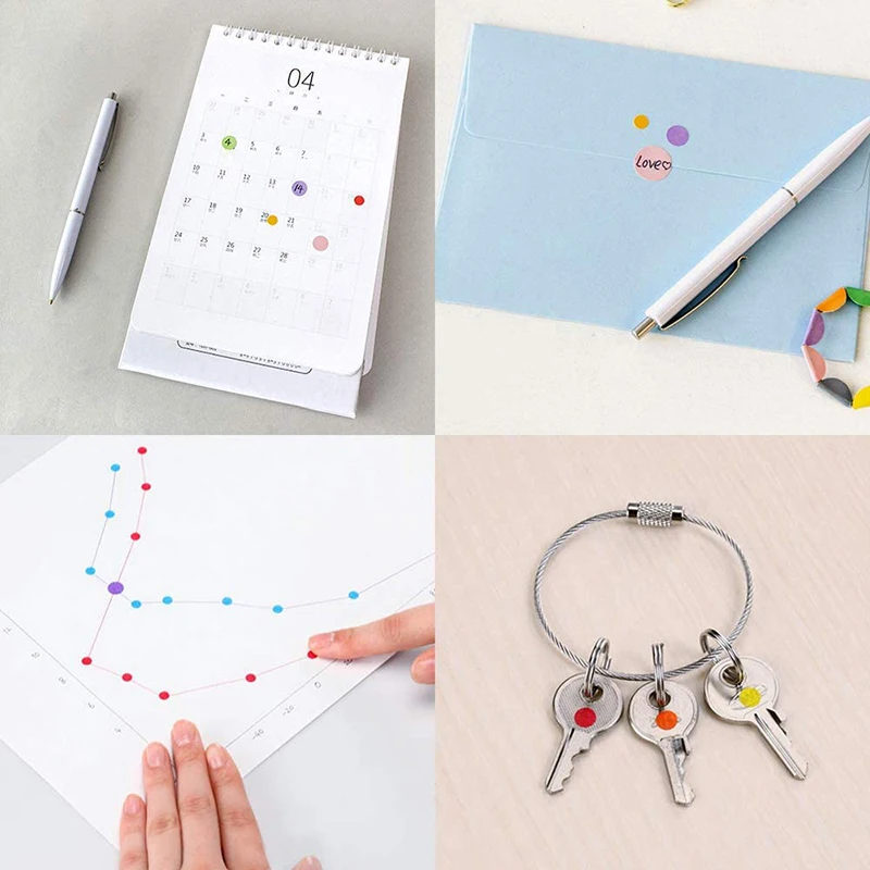 Etiquetas redondas para el cuerpo de la mano, juguetes de pegatinas extra&iacute;bles para la escuela, &aacute;lbum de recortes, notas de colores aleatorios, 4 hojas-2