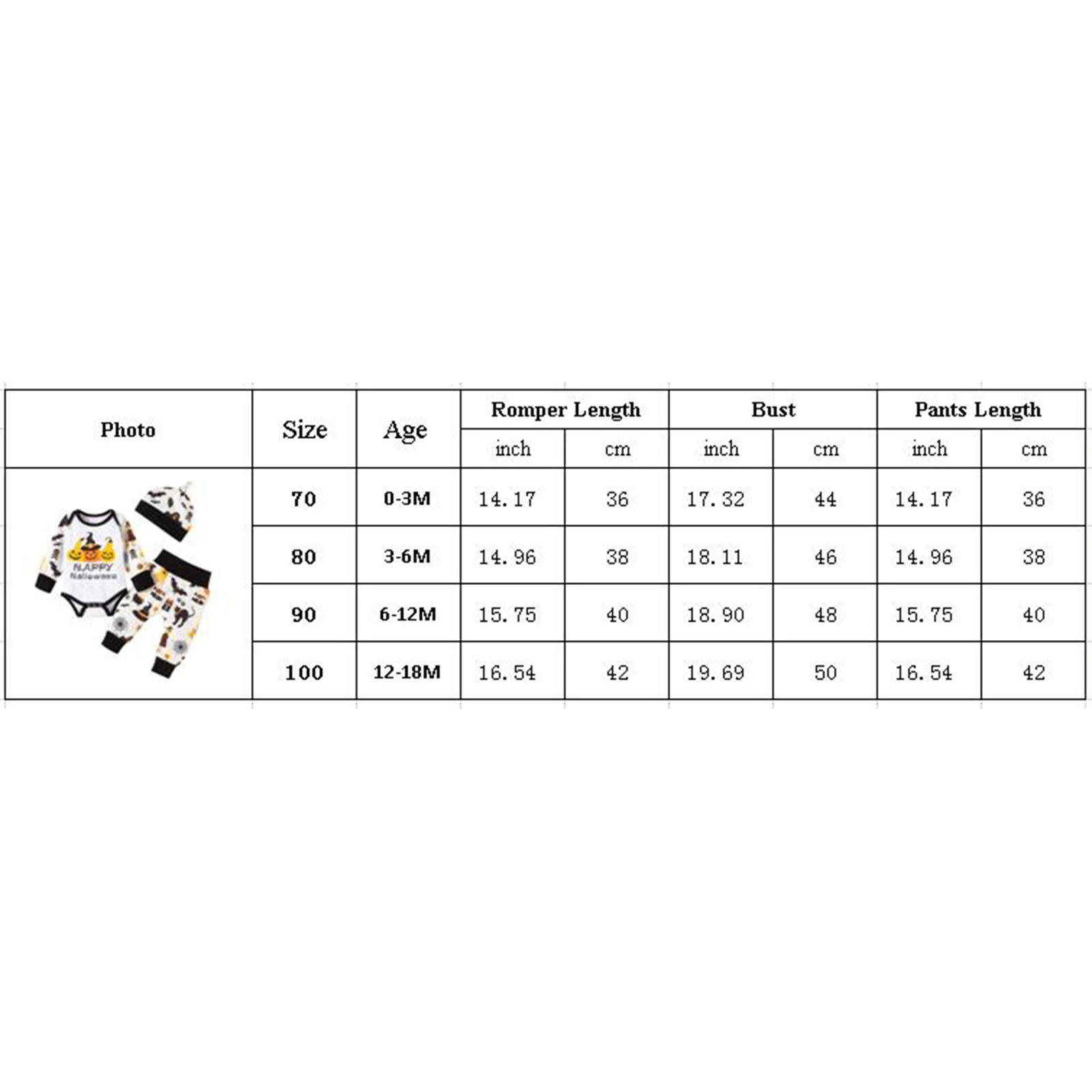 

Baby Boys Three-piece Clothes Set Halloween Round Neck Long Sleeve Letters and Pumpkin Printed Pattern Romper Pants and Cap