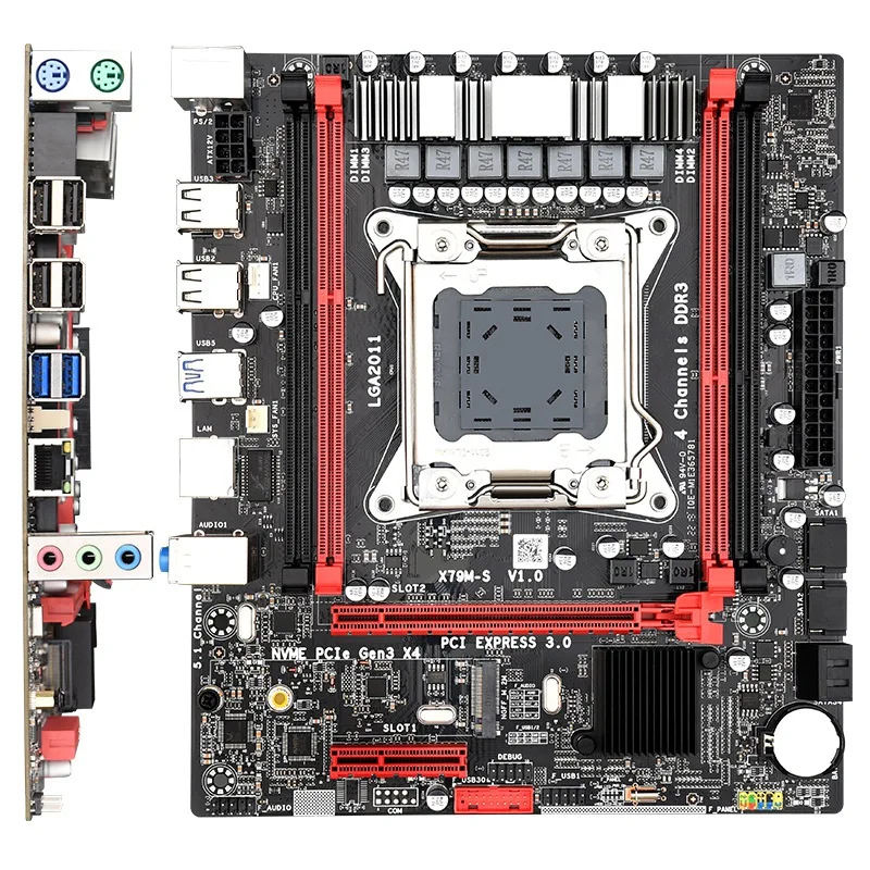 X79M-S LGA 2011-V2 материнская плата 2 канала DDR3 64 Гб ram M.2 NVME SATA III USB 3 0 для Xeon V2 E5 все серии