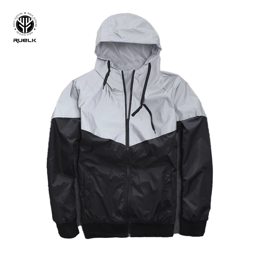 

RUELK 2020 Мужская Осенняя Новая цветная Светоотражающая куртка модная трендовая Мужская Повседневная ветровка с капюшоном для пары мужская од...