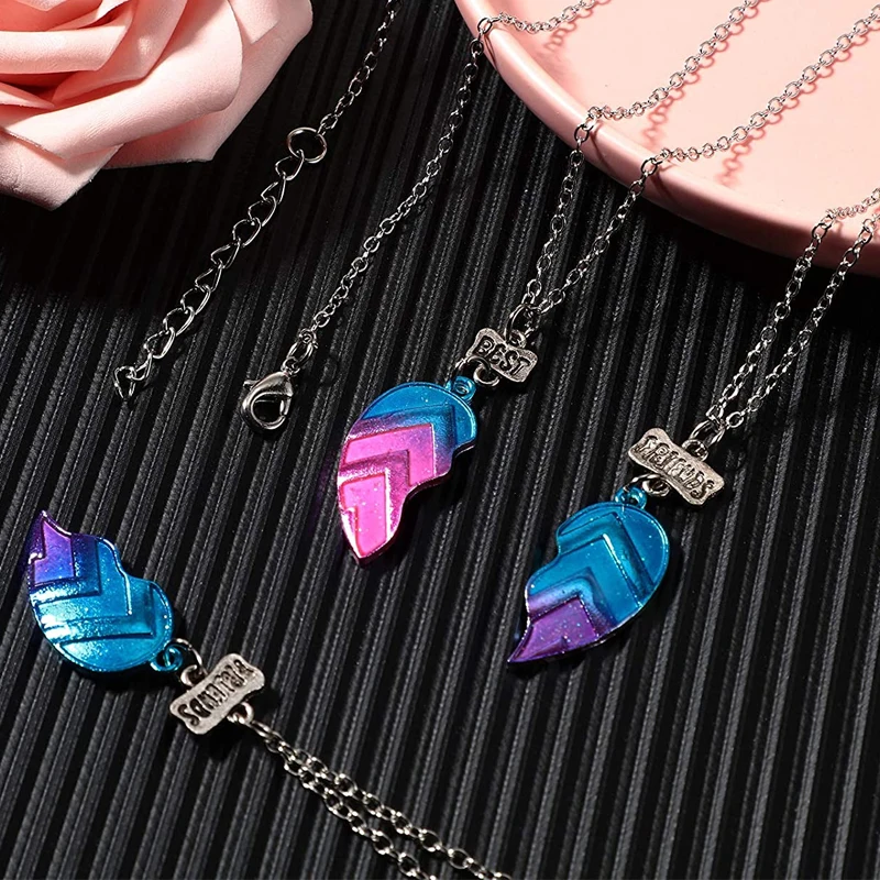 

2Pcs BFF Necklace Womens Heart Pendant Best Friend Letter Necklace Fashion Couple Chain Necklace Men Friendship Unisex Jewelry