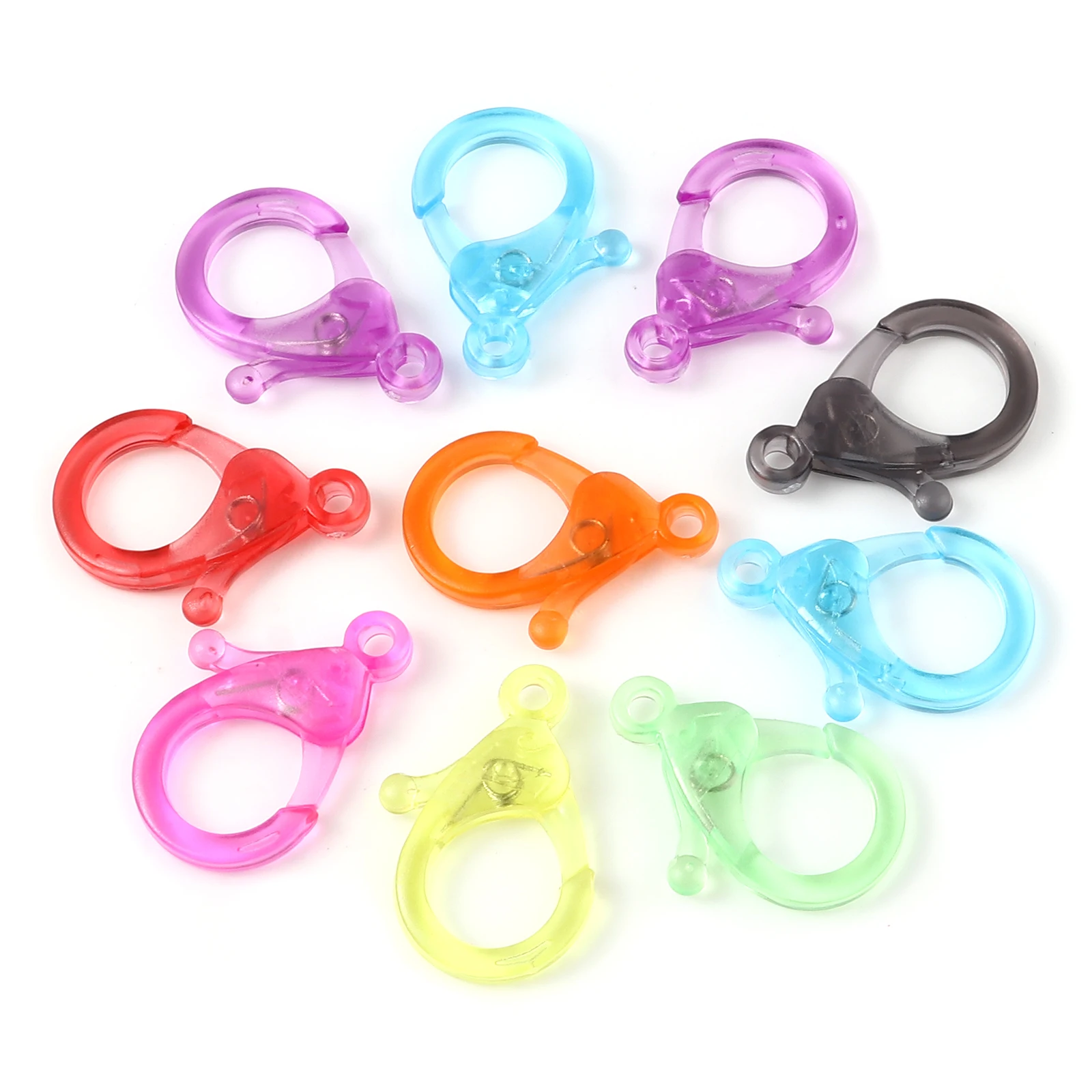 

DoreenBeads 30 PCs Transparent Lobster Clasp Findings At Random Color Transparent Plastic Lobster Clasp Jewelry Findings