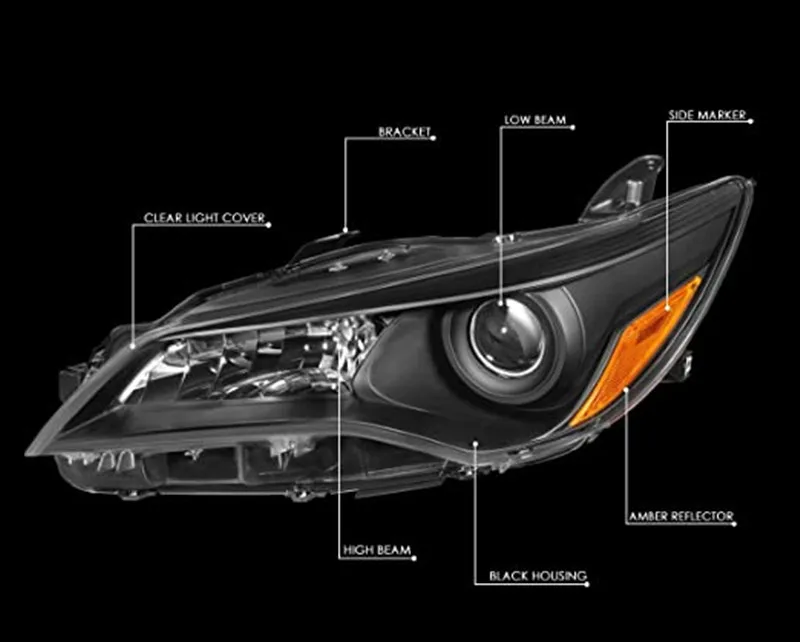 Sulinso 1 пара черного корпуса Янтарный угловой проектор фары в сборе лампы для