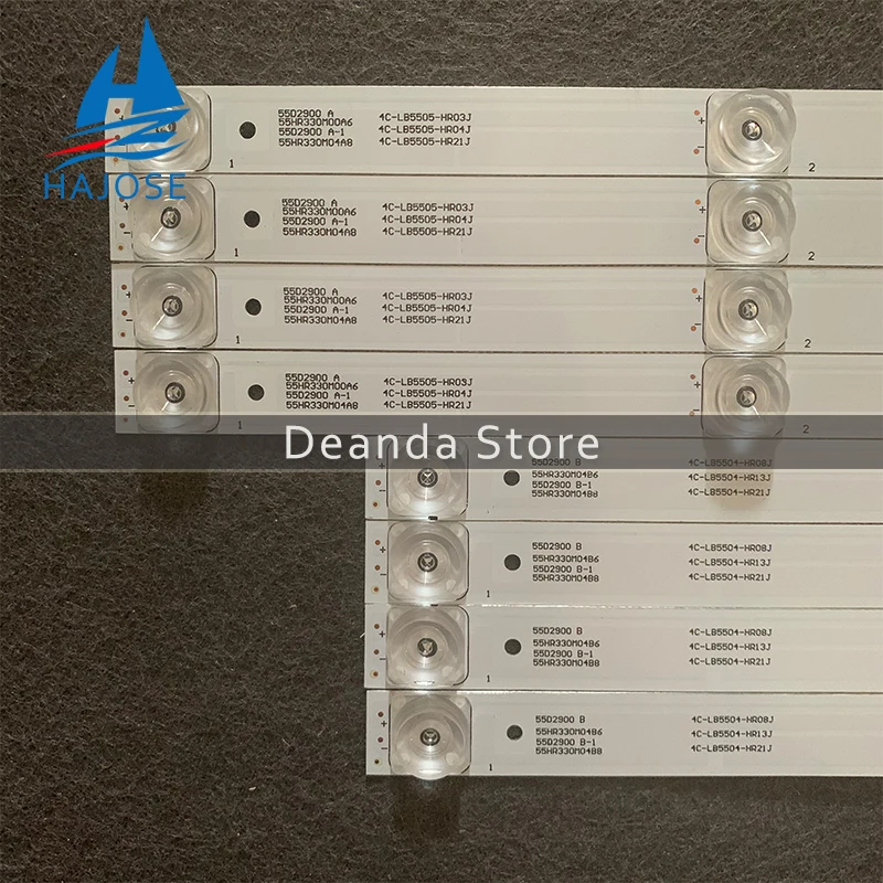 

8pcs 55"LED TV Strip 55HR330M04B8 55HR330M05A8 JL.D55051330-004ES-M/D55041330 4C-LB5505-HR02J 4C-LB5504-HR07 4C-LB5504-HR