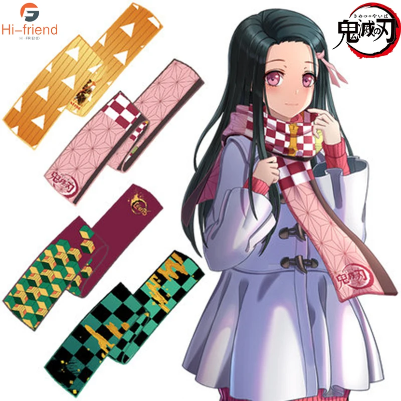 Demon Slayer: Kimetsu no Yaiba двусторонний шарф с принтом Kamado Tanjirou Kamado Nezuko Agatsuma Zenitsu шарф зимние украшения