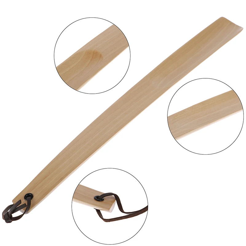 

38cm Long Handle Shoe Horns Unisex Wood Horn Spoon Shape Shoehorn Flexible