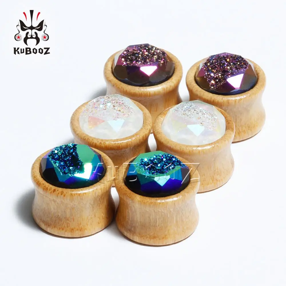 Kubooz новые Бамбуковые серьги для пирсинга, украшения для тела, модный подарок для Унисекс 8-25 мм