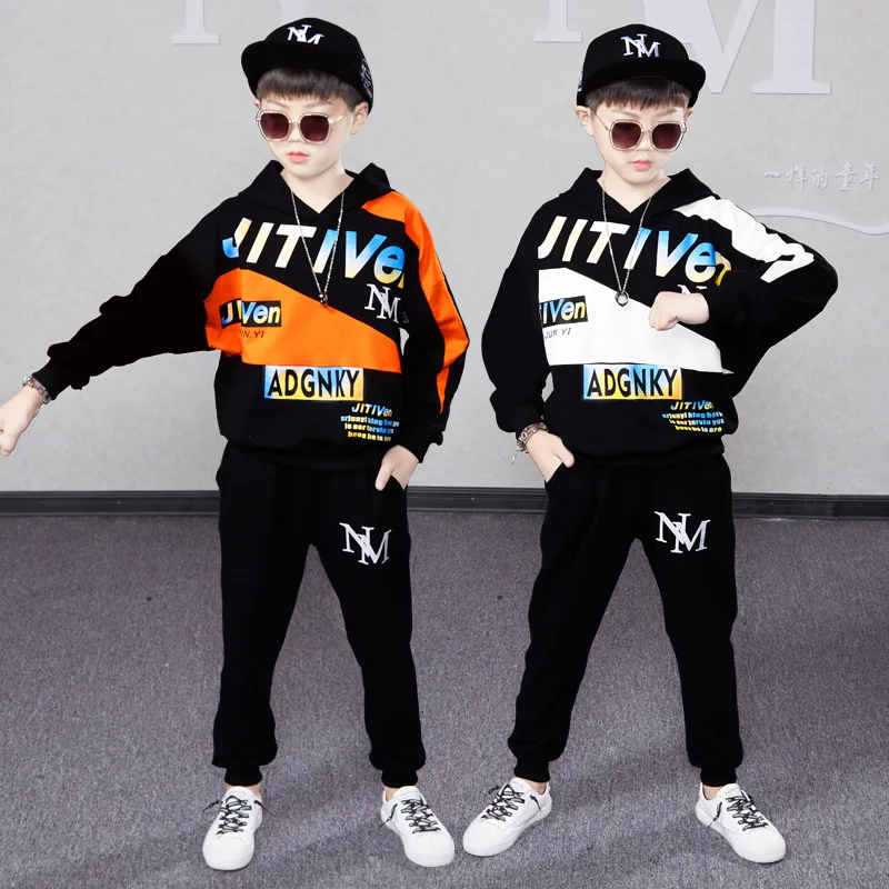 

Осенний комплект детской одежды для мальчиков, комплект детской одежды с длинным рукавом и капюшоном, спортивный костюм для маленьких маль...