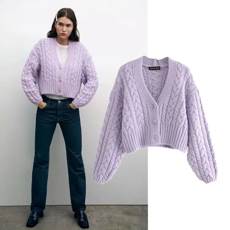 

Женский жилет Европейская и американская искусственная Ювелирная пуговица 8-жильная плетеная куртка куртки traf