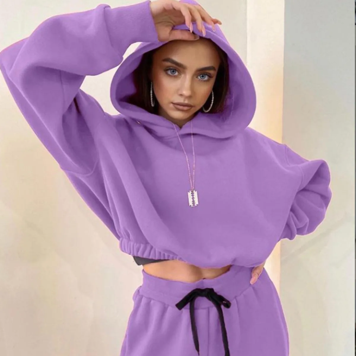 

VANOVICH European and American Fashion Long-sleeved Hoody+pants Suit 2021 Autumn New Style Women Sets