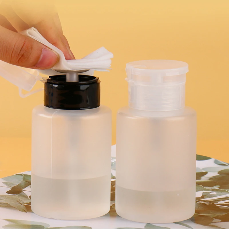 

100/150/180/200ml Push Down Empty Pump Dispenser For Nail Polish Remover Alcohol Clear Bottle Disinfectant Fluid Storage Bottle