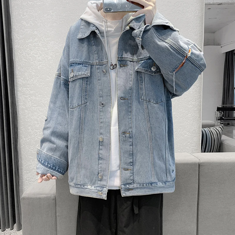 

Trend Korean Loose Jacket Couple Cowboy College Jacket Plus Size Clothing Streetwear Kpop Trekking Ropa Hombre Coats Eg50jc