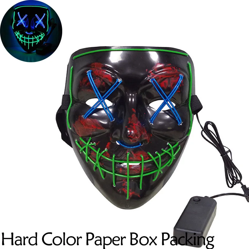 C-B-COLOR BOX Маска на Хеллоуин, светодиодный светильник, Вечерние Маски, маска для продувки, веселые маски, карнавальный костюм, светящиеся в темноте - Цвет: C-B-COLOR BOX