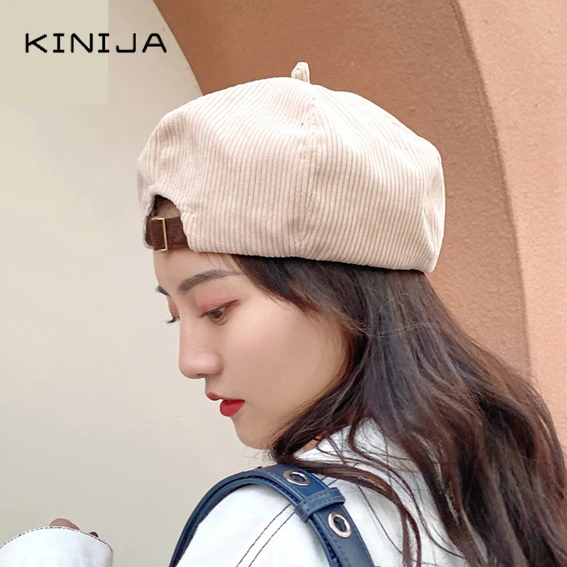 Берет вельветовый Однотонный женский Модная тонкая Кепка в стиле ретро для