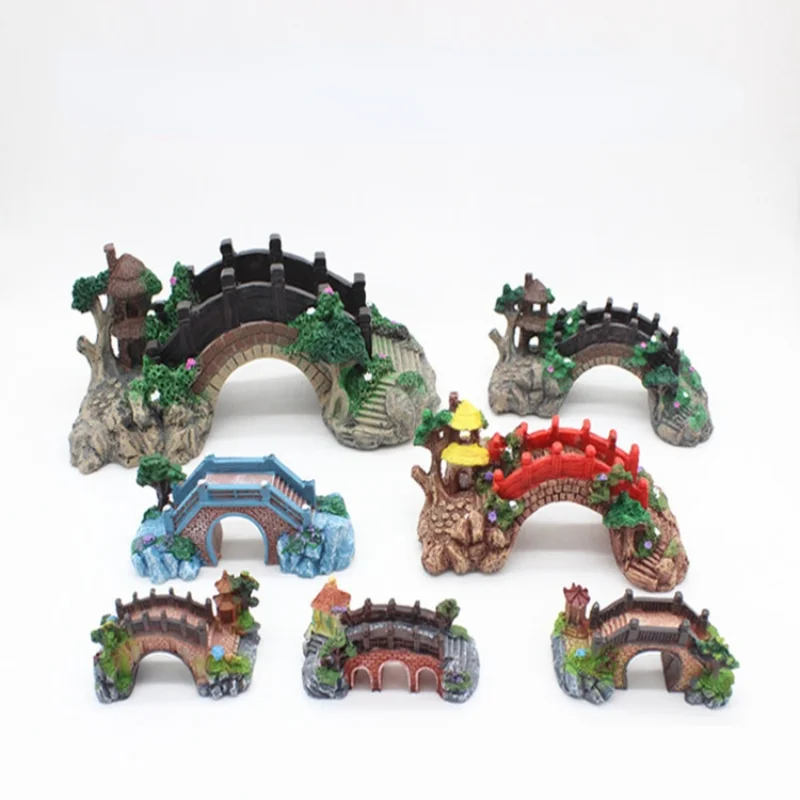 

Realistic Aquarium Supplies Artificial Bridge Ecological Fish Tank Landscaping Resin Decoration Rockery Ornaments Wholesale