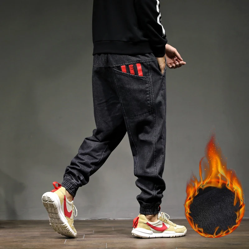 Джинсы карго мужские с принтом Модные свободные штаны эластичным поясом джинсы в