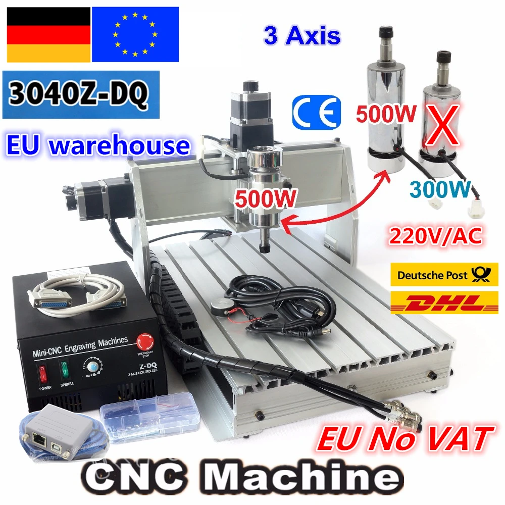 【EU free VAT】 Desktop 3 Axis USB Mach3 500W 3040Z-DQ Ball screw 3040 CNC Router ENGRAVER/ENGRAVING Milling Cutting Machine 220V