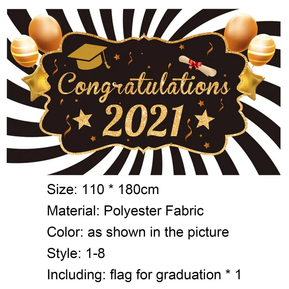 

Door Banner Letter Pattern Wear-resistant Polyester Graduation Party Hanging Flag for Wall Graduation Party Hanging Flag