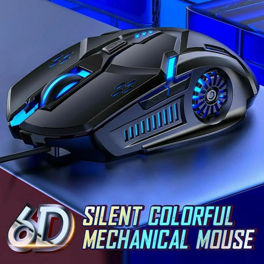 

Проводная компьютерная игровая мышь, Тихая Проводная Бесшумная мышь, геймерские мыши, 6 кнопок, светящаяся USB для компьютера, ПК, ноутбука, Ре...