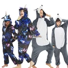 Кигуруми Единорог, Пижама для взрослых, комбинезон с животными для женщин, Пижама для детей, мультяшный единорог, Стич, зимний теплый комбинезон