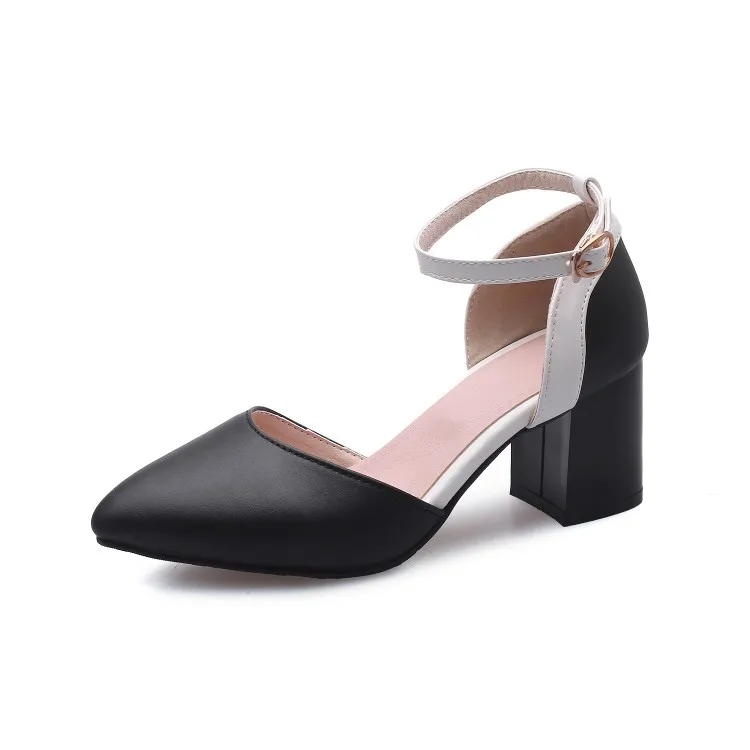 Женские туфли на высоком каблуке туфли-лодочки с застежкой обувь толстом большие