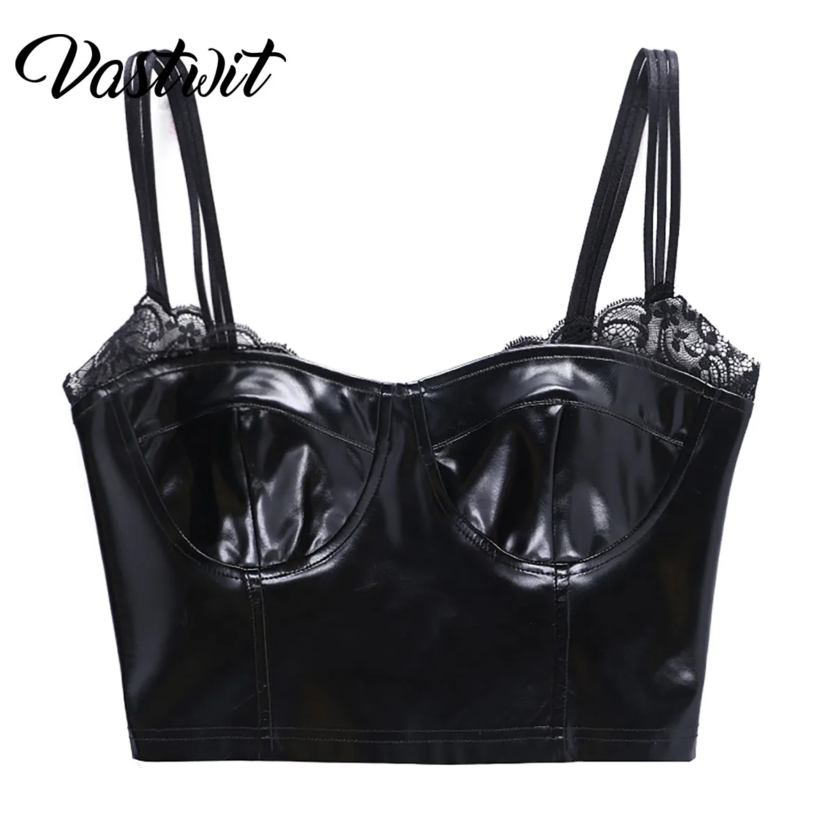 

Укороченный топ-бюстье из искусственной кожи в готическом стиле