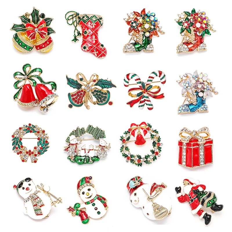 2021 Новогодняя модная брошь в виде ботинок обуви Рождества Брошь Стразы с камнями