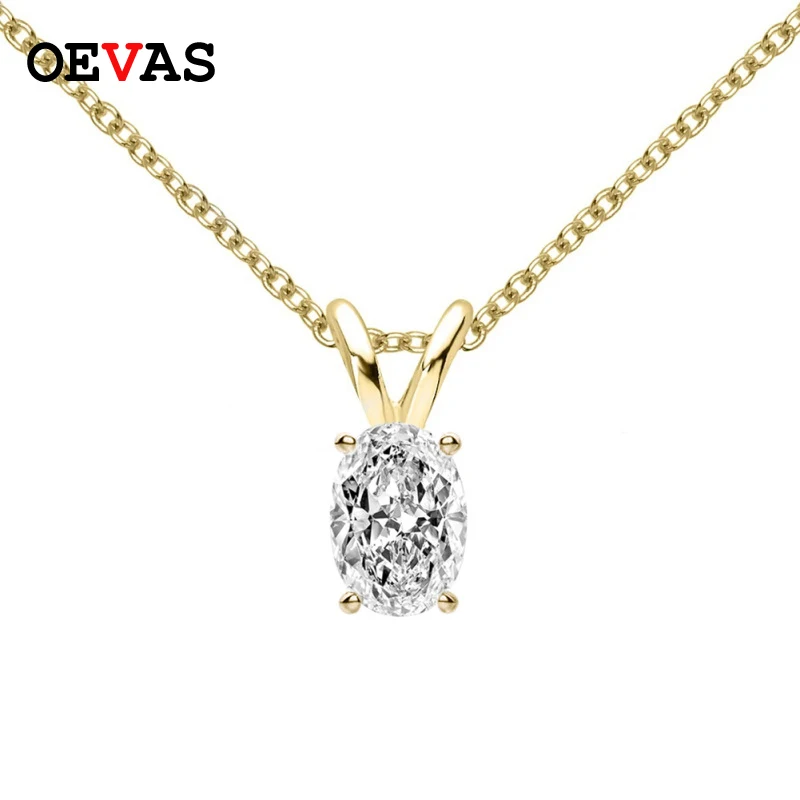 OEVAS настоящее 1 карат муассанит Кулоны из нержавеющей стали ожерелье для женщин