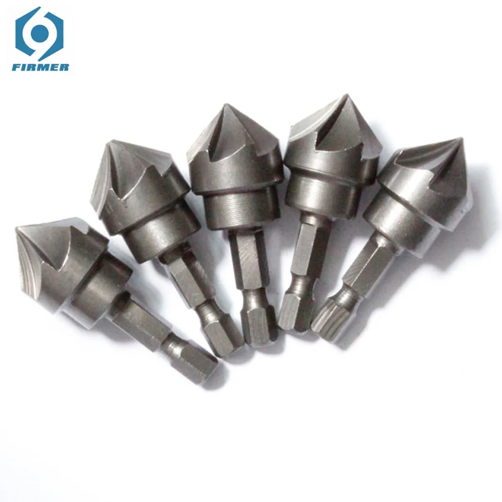 

1Pc 90 Degree Countersink Drill Chamfer Bit 1/4" Hex Shank 6 Flute Bevel Cutting Deburring Drilling Woodworking Remove Burr Tool
