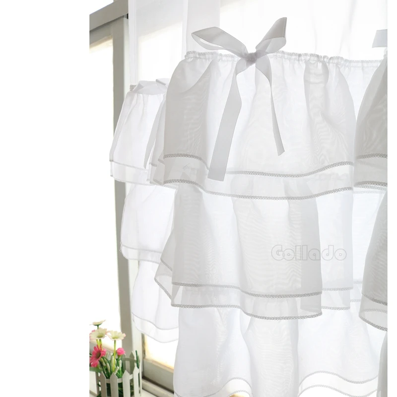 Модный домашний текстиль с оборками и ленточным бантом дизайнерская прозрачная