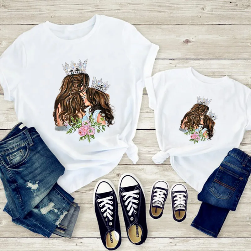 Ropa de Navidad para madre e hija, ropa a juego para Familia, camiseta informal blanca, 2020-2
