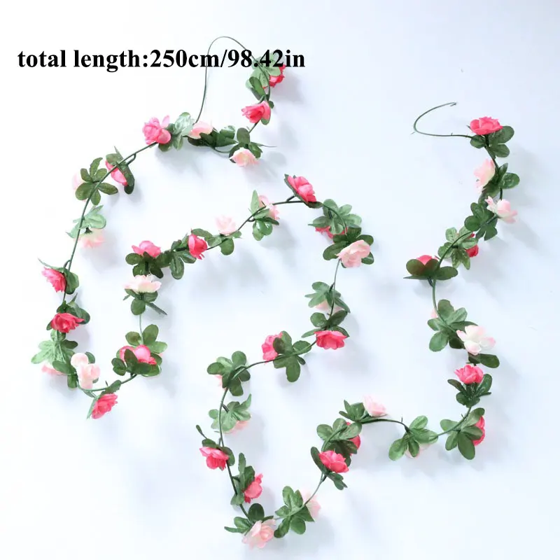 

2.5M Artificial rose flowers rattan autumn Small Peony String decor silk fake garland for wedding home hotel Garden Decoration
