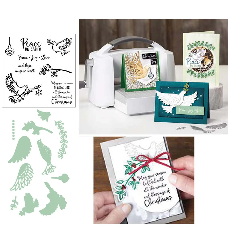 

New Arrival DOVE OF HOPE Metal Cutting Dies and Clear Stamps for DIY Scrapbooking Crafts Card Making Photo Album Handmade Decor