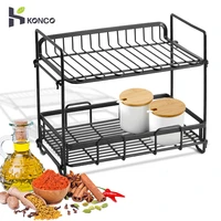 konco double layer dish rack cutlery organizer iron storage rack drainer seasnoning bottles condiment rack organizer